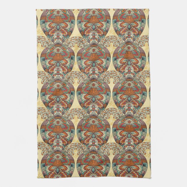 Turtle Floral Pattern Kitchen Towel (Vertical)
