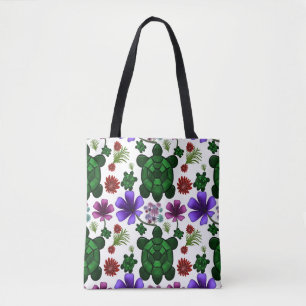 Turtle floral pattern  tote bag