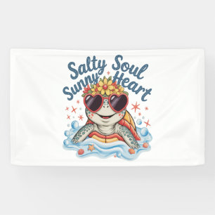 Turtle Floral Summer Beach Banner