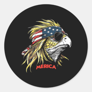 Turtle - Funny 4th of July American Flag Classic Round Sticker