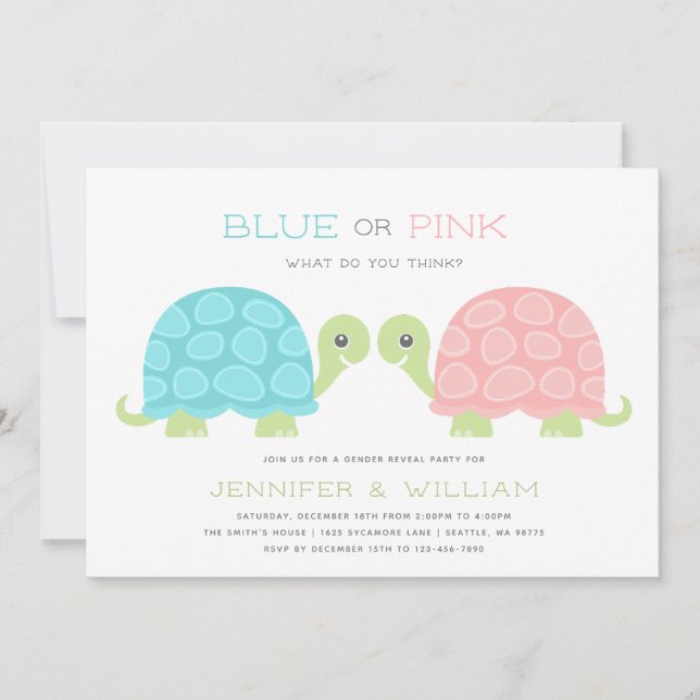 Turtle Gender Reveal Invitation (Front)