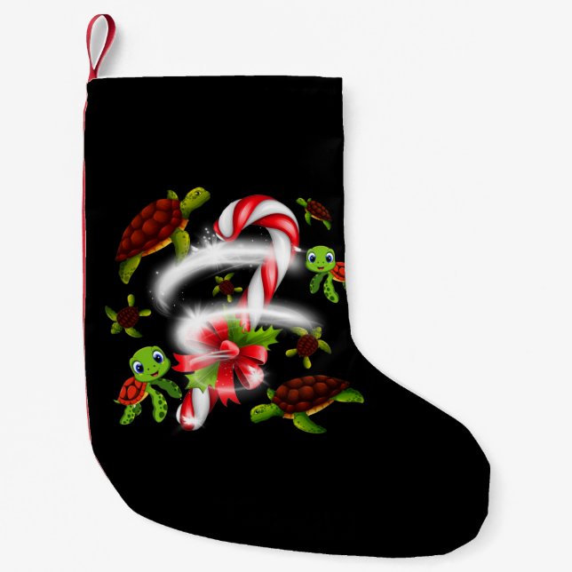 Turtle  Gift | Turtle Candy Sweet Christmas Small Christmas Stocking (Front)