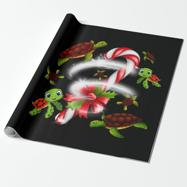 Turtle  Gift | Turtle Candy Sweet Christmas Wrapping Paper (Unrolled)