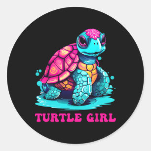 Turtle Girl Earth Day Outfit For Girls Turtle Classic Round Sticker