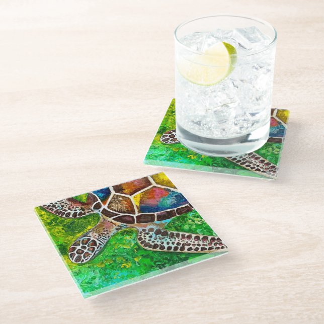 Turtle Glass Coaster (Angled)