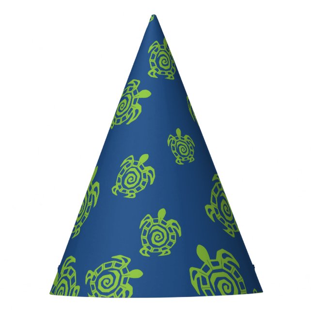Turtle Green and Blue Party Stuff Party Hat (Front)