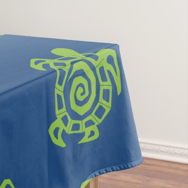 Turtle Green and Blue Party Stuff Tablecloth (In Situ)
