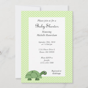 Turtle Green Baby Shower Invitation