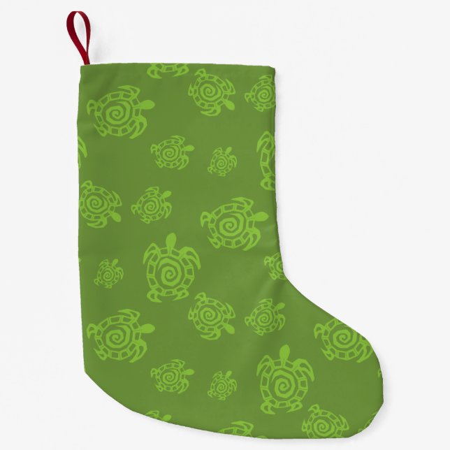 Turtle Green Graphic Small Christmas Stocking (Front)