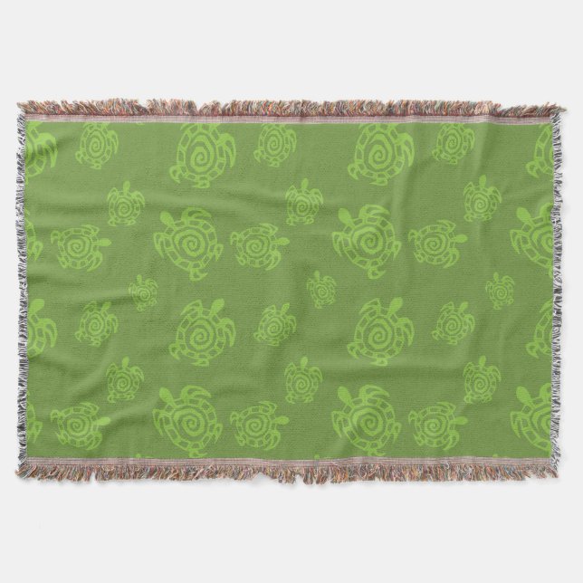 Turtle Green Graphic Throw Blanket (Front)