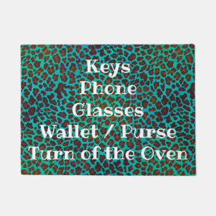 Turtle Green on Blue Checklist Doormat