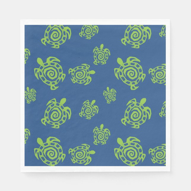 Turtle Green on Blue Napkin (Front)