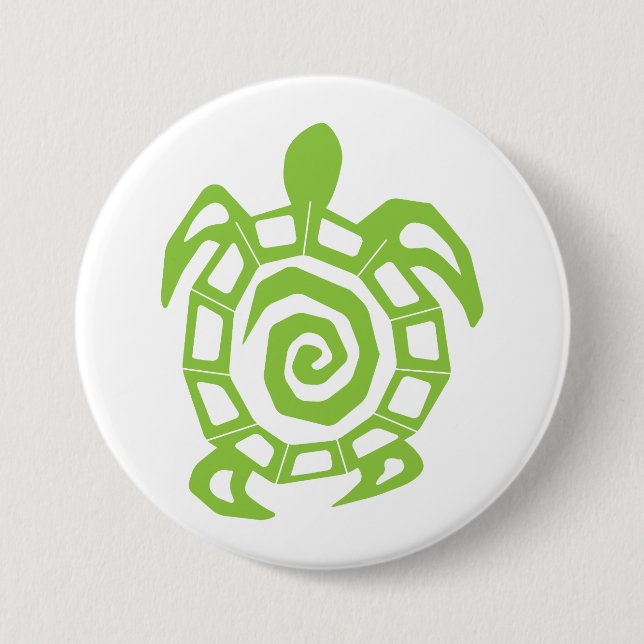 Turtle Green Print 3 Inch Round Button (Front)