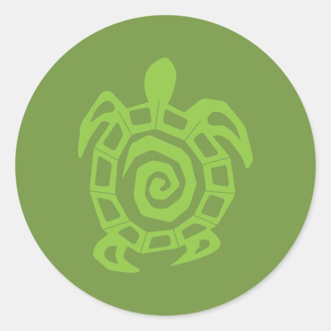 Turtle Green Print Classic Round Sticker (Front)