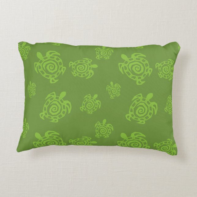 Turtle Green Print Decorative Pillow (Back)
