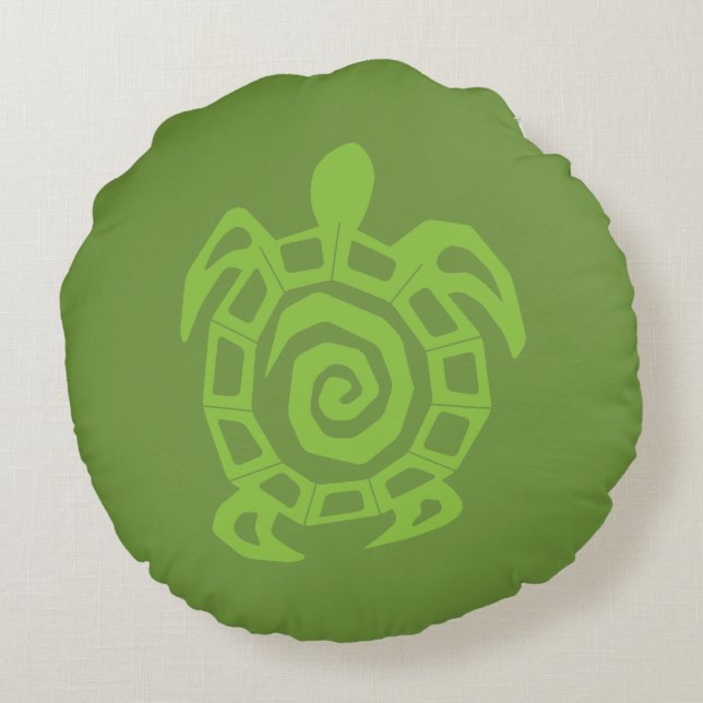Turtle Green Print Round Pillow (Back)