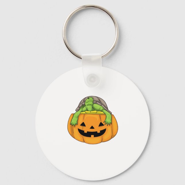 Turtle Halloween Pumpkin Classic T-Shirt_1 Keychain (Front)