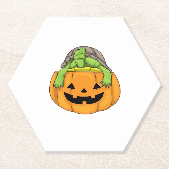Turtle Halloween Pumpkin Classic T-Shirt_1 Paper Coaster (Front)