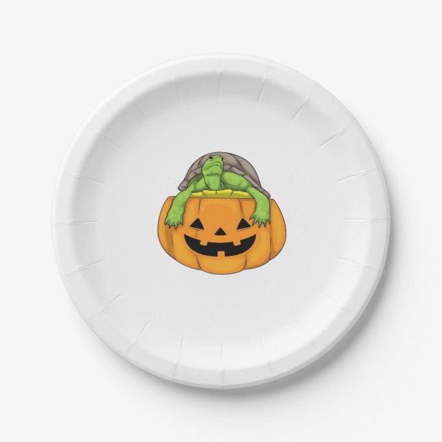 Turtle Halloween Pumpkin Classic T-Shirt_1 Paper Plate (Front)