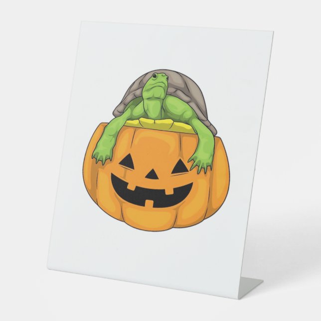 Turtle Halloween Pumpkin Classic T-Shirt_1 Pedestal Sign (Front)