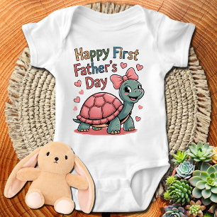 Turtle Happy First Father's Day - New Dads Baby Bodysuit