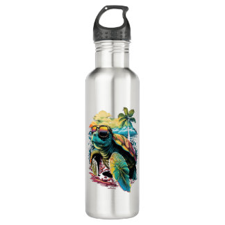 Turtle Hawaiian Sea Turtles Hawaii Beach Palm 710 Ml Water Bottle