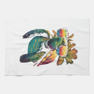 Turtle Hawaiian Sea Turtles Hawaii Beach Palm Copy Kitchen Towel