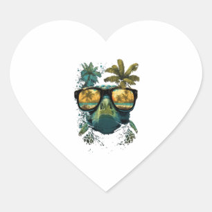Turtle Hawaiian Sea Turtles Hawaii Beach Palm Heart Sticker