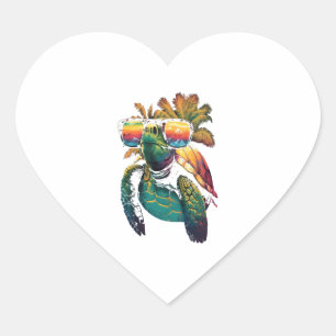 Turtle Hawaiian Sea Turtles Hawaii Beach Palm Heart Sticker