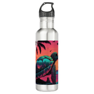 Turtle Hawaiian Sea Turtles Hawaii Beach Sunset Co 710 Ml Water Bottle