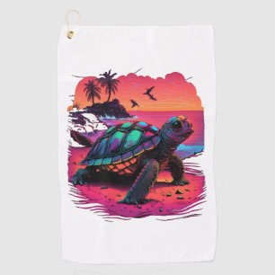 Turtle Hawaiian Sea Turtles Hawaii Beach Sunset Golf Towel