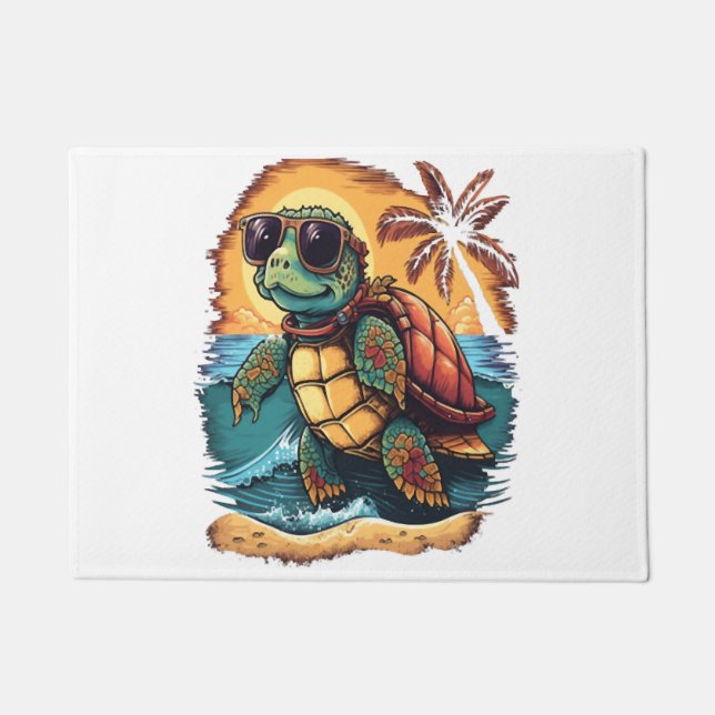 Turtle Hawaiian Sea Turtles Hawaii Tropical Beach Doormat (Front)