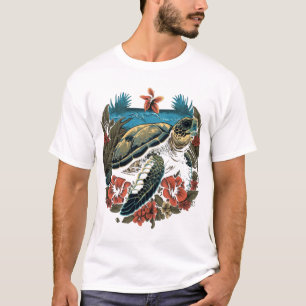 Turtle Hawaiian Sea Turtles Hibiscus Flower Copy C T-Shirt