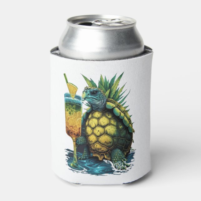 Turtle Hawaiian Sea Turtles Pineapple Aloha Copy C Can Cooler (Can Front)