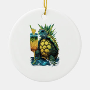 Turtle Hawaiian Sea Turtles Pineapple Aloha Copy C Ceramic Ornament