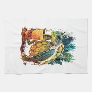 Turtle Hawaiian Sea Turtles Pineapple Aloha Copy Kitchen Towel