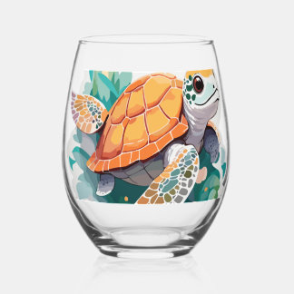 Turtle Head Stemless Wine Glass