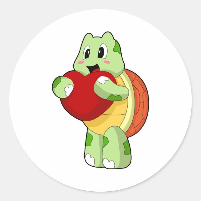 Turtle Heart Classic Round Sticker (Front)