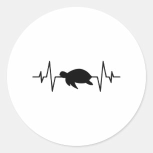 turtle heartbeat classic round sticker