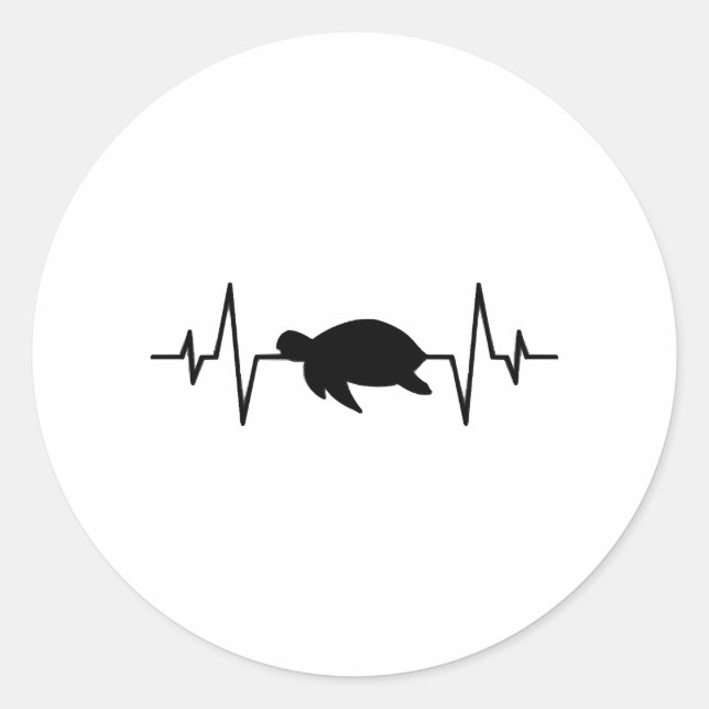 turtle heartbeat classic round sticker (Front)