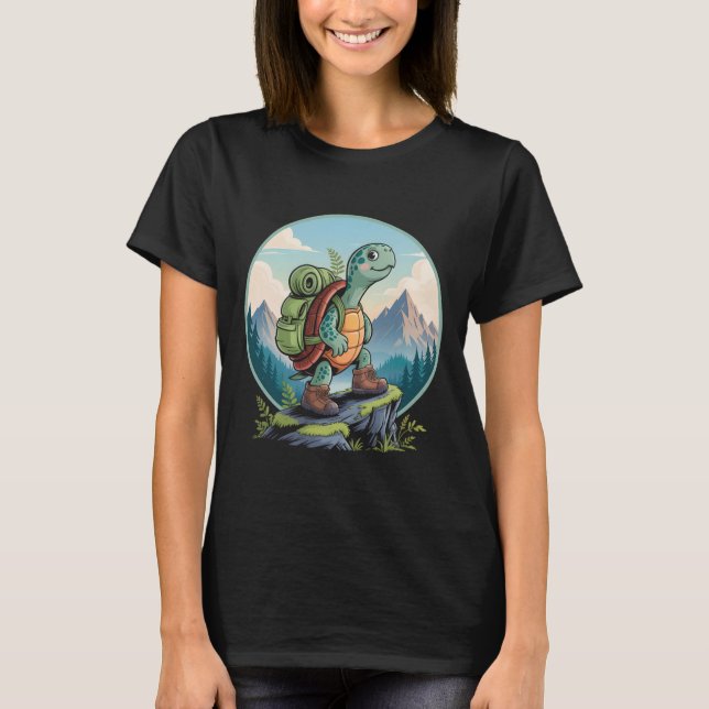 Turtle Hiking Backpack Apparel For Outdoor Nature  T-Shirt (Front)
