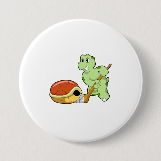Turtle Ice hockey Ice hockey stick 3 Inch Round Button (Front)