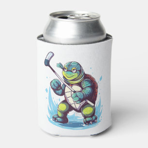 Turtle Ice Hockey Player Hockey Stick Goalie Copy Can Cooler