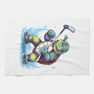 Turtle Ice Hockey Player Hockey Stick Goalie Copy Kitchen Towel