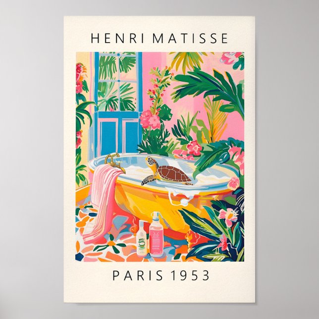 Turtle In Bathtub Funny Poster, Dopamine Decor, Ma Poster (Front)