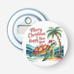 Turtle in Christmas Paradise Custom Gift Bottle Opener