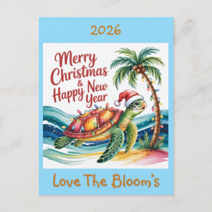 Turtle in Christmas Paradise Custom Holiday Postcard