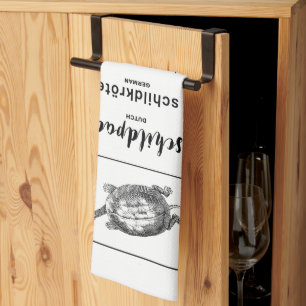 Turtle in different languages  kitchen towel