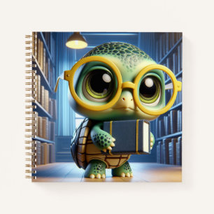 Turtle in Glasses in Library, by Natasha Us Notebook