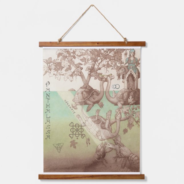 Turtle Islands Trees Fantasy Illustration Hanging Tapestry (Front)